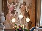 Soho Lighting Hollen Acorn Lacquered Antique Brass Prismatic Glass Arts and Crafts Style Pendant Light