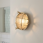 Soho Lighting Carlisle Grid Prismatic Glass IP65 Outdoor & Bathroom Polished Solid Brass Bulkhead Wall Light