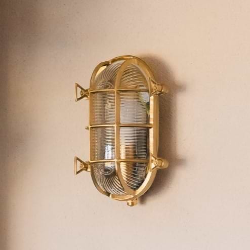 Soho Lighting Flaxman IP65 Outdoor & Bathroom Lacquered Solid Brass Bulkhead Wall Light