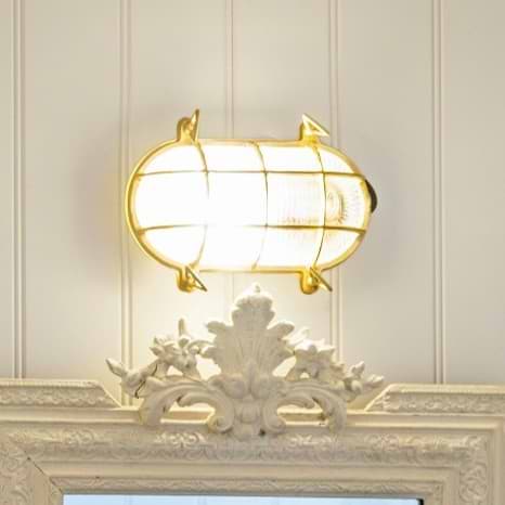 Soho Lighting Flaxman IP65 Outdoor & Bathroom Polished Solid Brass Bulkhead Wall Light