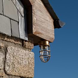 Soho Lighting Kemp Grid IP65 Outdoor & Bathroom Polished Solid Brass Ceiling Light