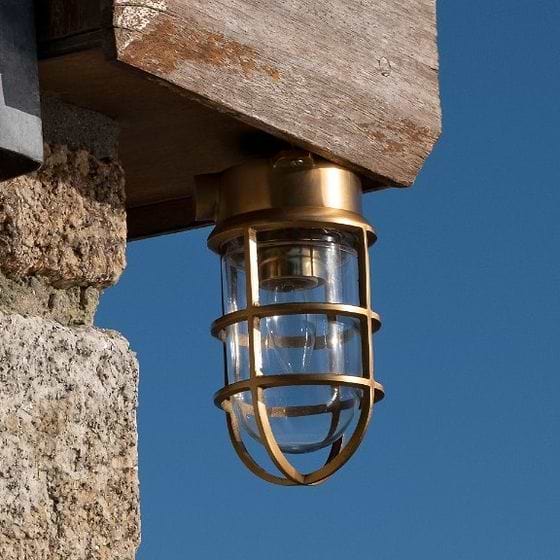 Soho Lighting Kemp Grid IP65 Outdoor & Bathroom Polished Solid Brass Ceiling Light