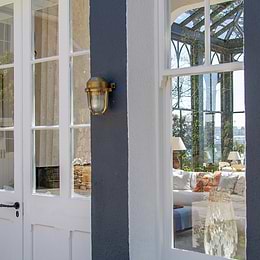 Hopkin Polished Solid Brass IP66 Prismatic Glass Outdoor & Bathroom Wall Light