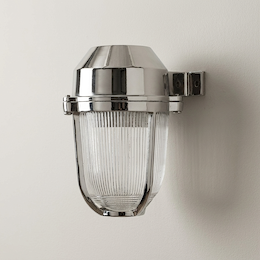 Soho Lighting Hopkin IP65 Outdoor & Bathroom Prismatic Glass Nickel Wall Light