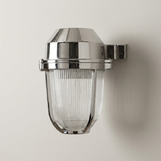 Soho Lighting Hopkin IP65 Outdoor & Bathroom Prismatic Glass Nickel Wall Light