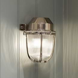 Soho Lighting Hopkin IP65 Outdoor & Bathroom Prismatic Glass Nickel Wall Light