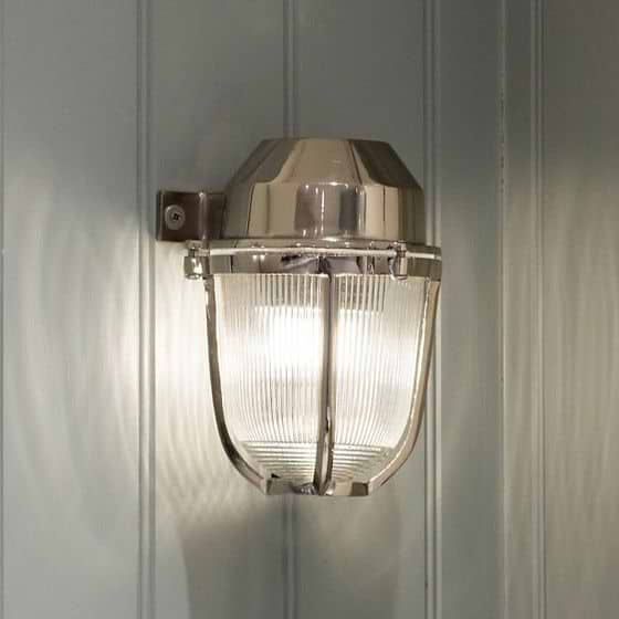 Soho Lighting Hopkin IP65 Outdoor & Bathroom Prismatic Glass Nickel Wall Light
