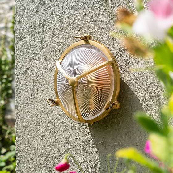 Soho Lighting Carlisle Trine IP65 Outdoor & Bathroom Lacquered Solid Brass Prismatic Glass Wall Light