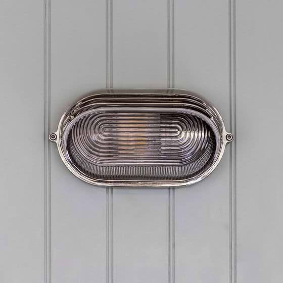 Soho Lighting Marlborough Eyelid Prismatic Glass IP65 Outdoor & Bathroom Nickel Bulkhead Wall Light