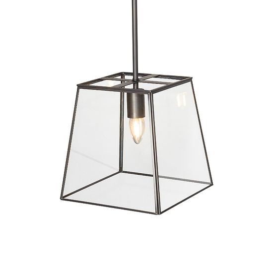 London Geotrapeze Metal Glass Lantern Pendant Light - Small (With Fixed Mounting Bar)