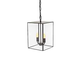 Matt Black and Brass Lantern Pendant Light
