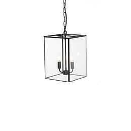 Matt Black and Brass Lantern Pendant Light
