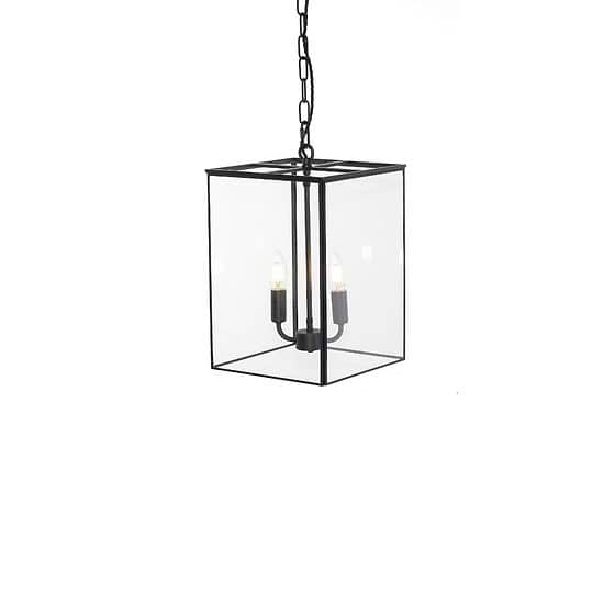Matt Black and Brass Lantern Pendant Light
