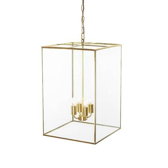 Soho Lighting London Lantern Pendant Crossbar Large Brass