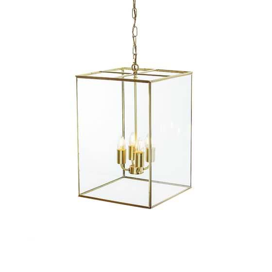 Soho Lighting London Lantern Pendant Light Crossbar Medium Brass