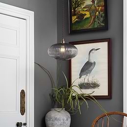 Ellipse Ribbed Smoked Glass Pendant Light