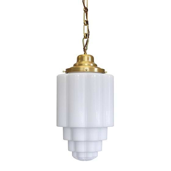 Soho Lighting Glasshouse Lacquered Brass Opal Art Deco Pendant Light - the Schoolhouse Collection