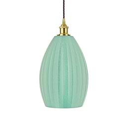 Caspian Fluted Oval Soft Sea Green Pendant Light