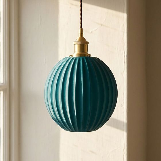Baltic Fluted Globe Emerald Green Pendant Light