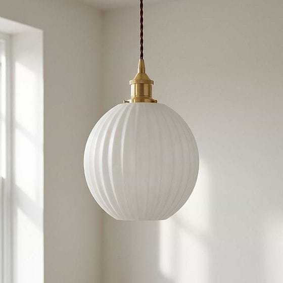Baltic Fluted Globe Surf White Pendant Light