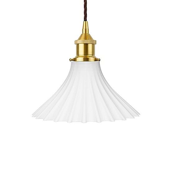 Scallop Fluted Bell Surf White Pendant Light