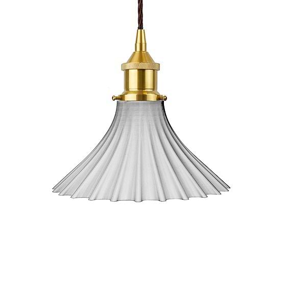 Scallop Fluted Bell Clear Water Pendant Light