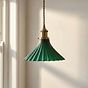 Scallop Fluted Bell Emerald Green Pendant Light