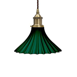 Scallop Fluted Bell Emerald Green Pendant Light