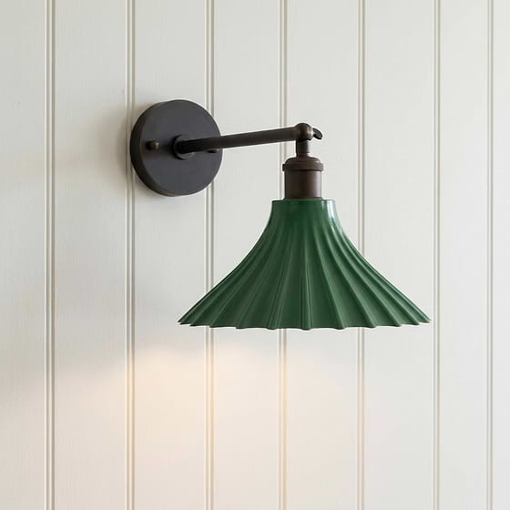 Scallop Fluted Bell Emerald Green Wall Light