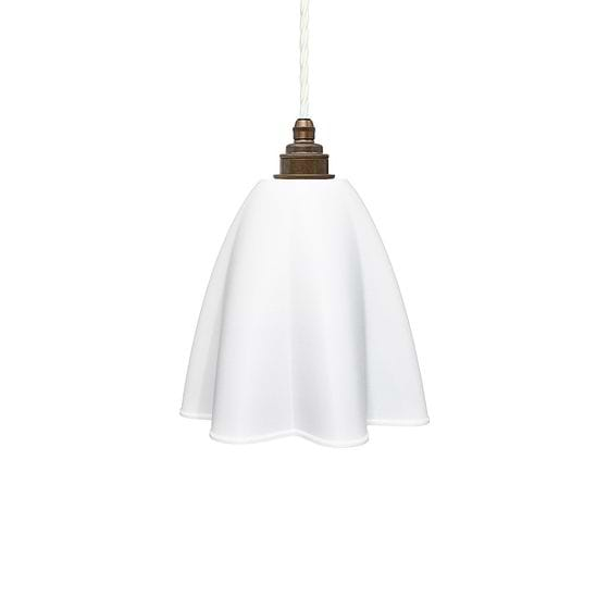 Soft White Fluted Cloth Pendant Light