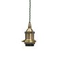 Soho Lighting Antique Brass Decorative Bulb Holder with Green Twisted Cable
