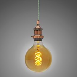 Soho Lighting Antique Copper Decorative Bulb Holder with Green Twisted Cable