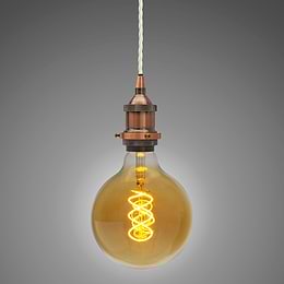 Soho Lighting Antique Copper Decorative Bulb Holder with Cream Twisted Cable