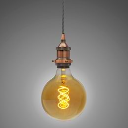 Soho Lighting Antique Copper Decorative Bulb Holder with Dark Grey Twisted Cable