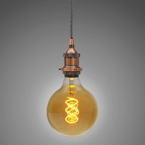 Soho Lighting Antique Copper Decorative Bulb Holder with Dark Grey Twisted Cable