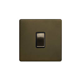 Soho Lighting Bronze 20A 1 Gang DP Switch Black Inserts Screwless