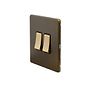 Soho Lighting Bronze 10A 2 Gang Intermediate Switch Black Inserts Screwless