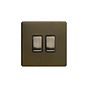 Soho Lighting Bronze 10A 2 Gang 2 Way Switch Black Inserts Screwless