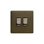 Soho Lighting Bronze 10A 2 Gang Intermediate Switch Black Inserts Screwless