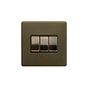 Soho Lighting Bronze 10A 3 Gang 2 Way Switch Black Inserts Screwless