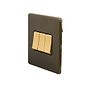 Soho Lighting Bronze & Brushed Brass 10A 3 Gang Intermediate Switch Black Inserts Screwless