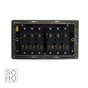 Soho Lighting Bronze & Brushed Brass 10A 6 Gang 2 Way Switch Black Inserts Screwless