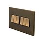 Soho Lighting Bronze 10A 6 Gang 2 Way Switch Black Inserts Screwless