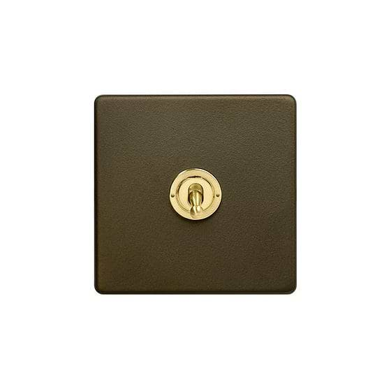 Soho Lighting Bronze & Brushed Brass 20A 1 Gang 2 Way Toggle Switch Screwless