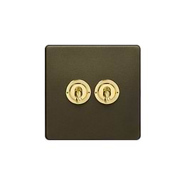 Paintable Light Switch  Soho Lighting Primed Paintable 6 Gang 2 Way 10A  Light Switch with Brushed Brass Switch with White Insert - Elesi