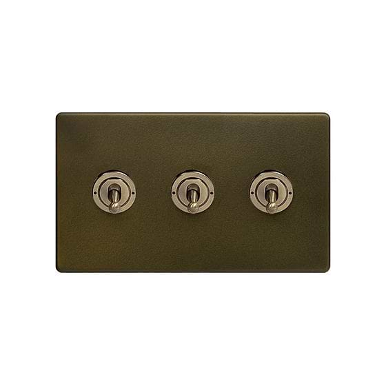 Soho Lighting Bronze 20A 3 Gang Intermediate Toggle Screwless