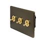 Soho Lighting Bronze & Brushed Brass 20A 3 Gang 2 Way Toggle Switch Screwless