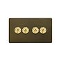 Soho Lighting Bronze & Brushed Brass 20A 4 Gang 2 Way Toggle Switch Screwless