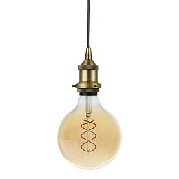 Soho Lighting Matt Antique Brass Decorative Bulb Holder with Black Round Cable