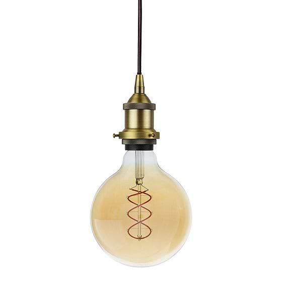 Soho Lighting Matt Antique Brass Decorative Bulb Holder with Black Round Cable